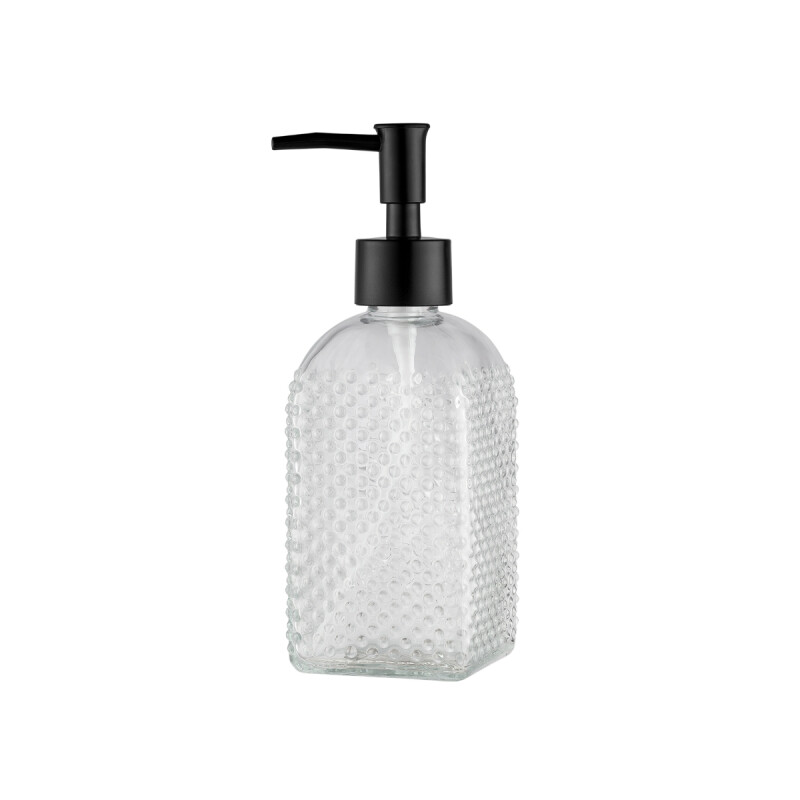 Dispensador de jabón de vidrio y base cuadrada 400ml TRANSPARENTE