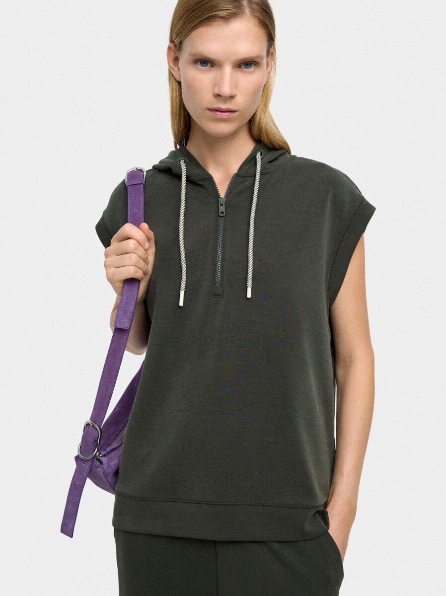 Sudadera Sin Mangas Tacto Suave - caqui 
