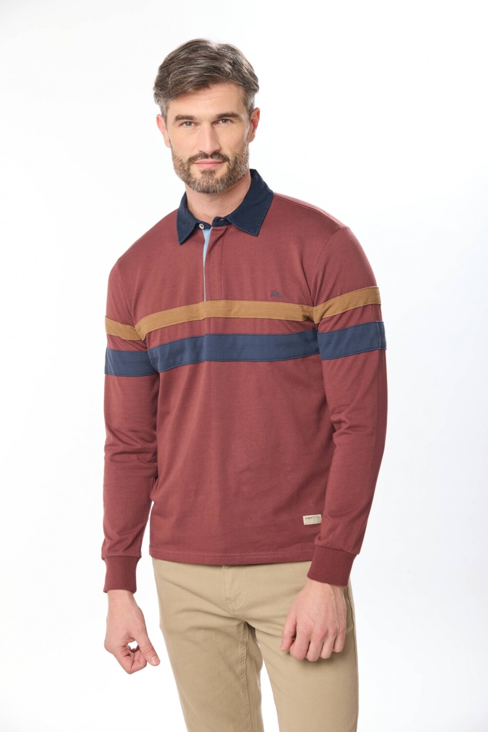 REMERA POLO RAYADA Bordo