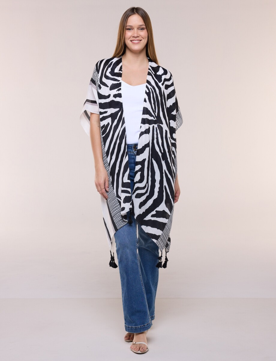 Kimono Animal Print - Negro/blanco 
