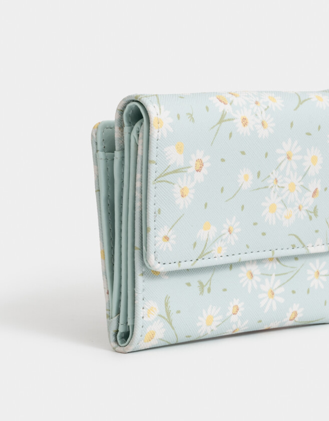 Billetera Estampados Billetera Cuerina Con Solapa - Estampado Flores