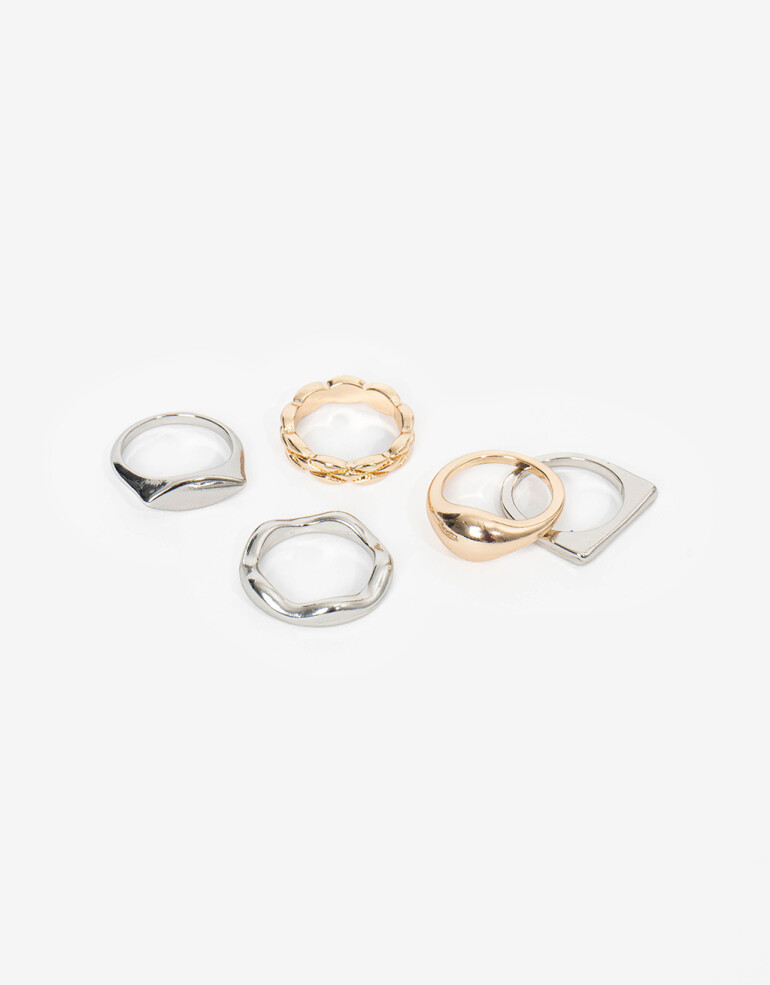 Sets Anillos Metal Set De Anillos Metal Biplating - Dorado