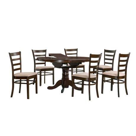 JUEGO DE COMEDOR 1+6 MDF-Y-MADERA MARRON HV II