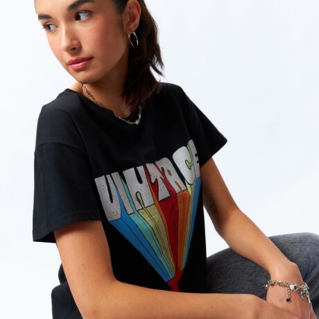 REMERA VINTAGE RAINBOW Negro