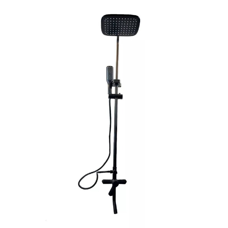 Duchero con Soporte Barral de Ducha Monocomando Baño Negro Mate
