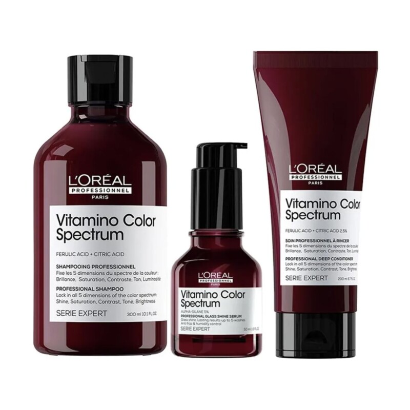 Pack L'Oréal Professionnel Vitamino Color Spectrum Shampoo + Acond + Sérum Pack L'Oréal Professionnel Vitamino Color Spectrum Shampoo + Acond + Sérum