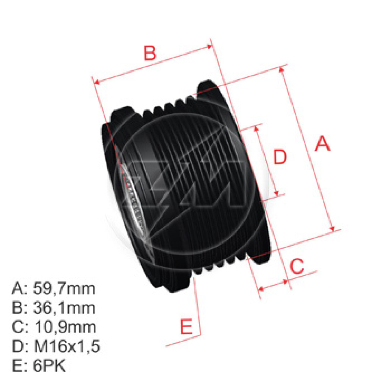 POLEAS ALT.Y DINAMO HYUNDAI TUCSON KIA 2.0 CRDI 6R 64 EXT F233970 INA=5460Z ZM 