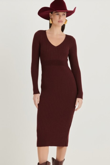 Vestido manga larga Amalia Bordeaux