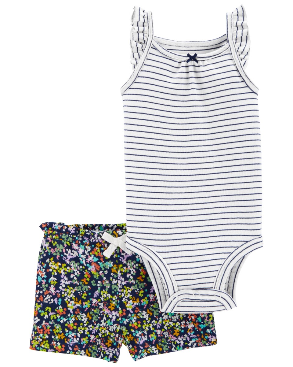 Set dos piezas de algodón, short y body estampados 