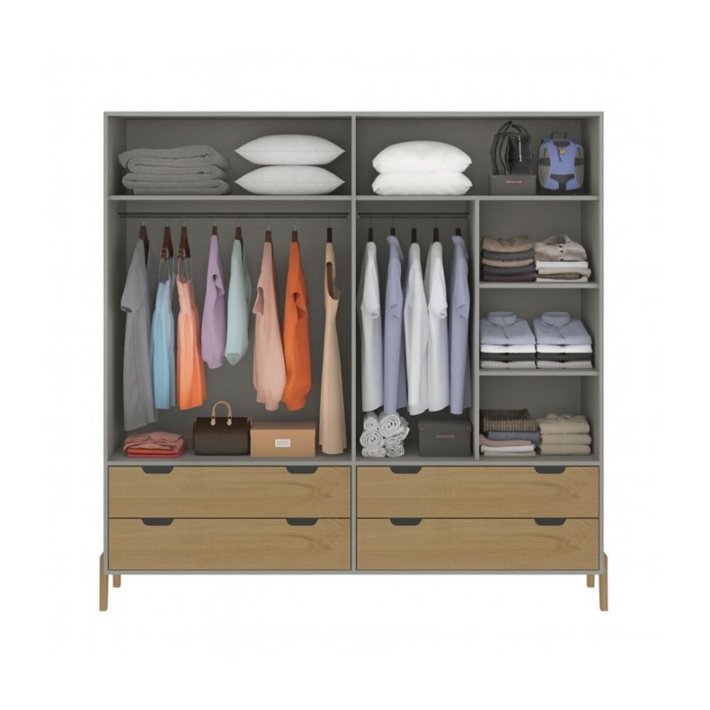 ROPERO - 4 PUERTAS LINEA WOOD GRIS