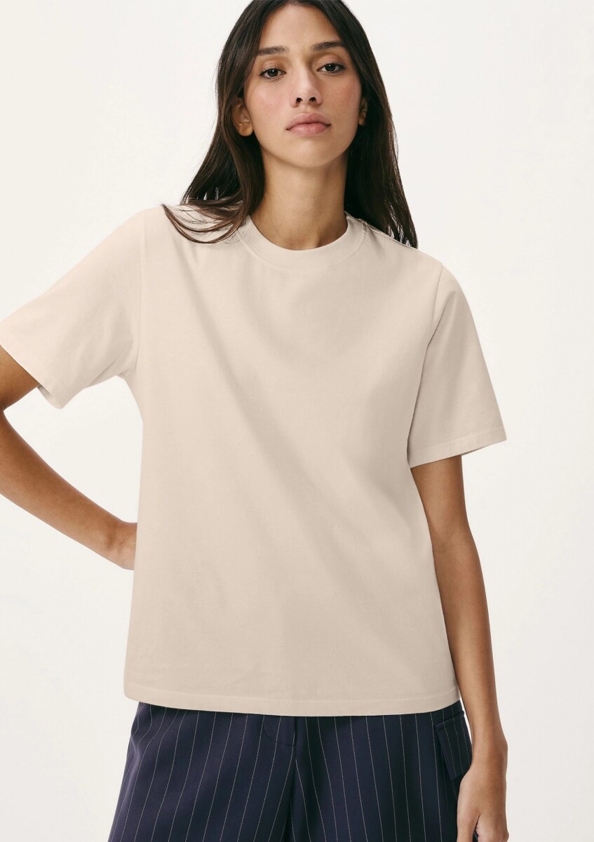 CAMISETA BÁSICA DE ALGODÓN - BEIGE 