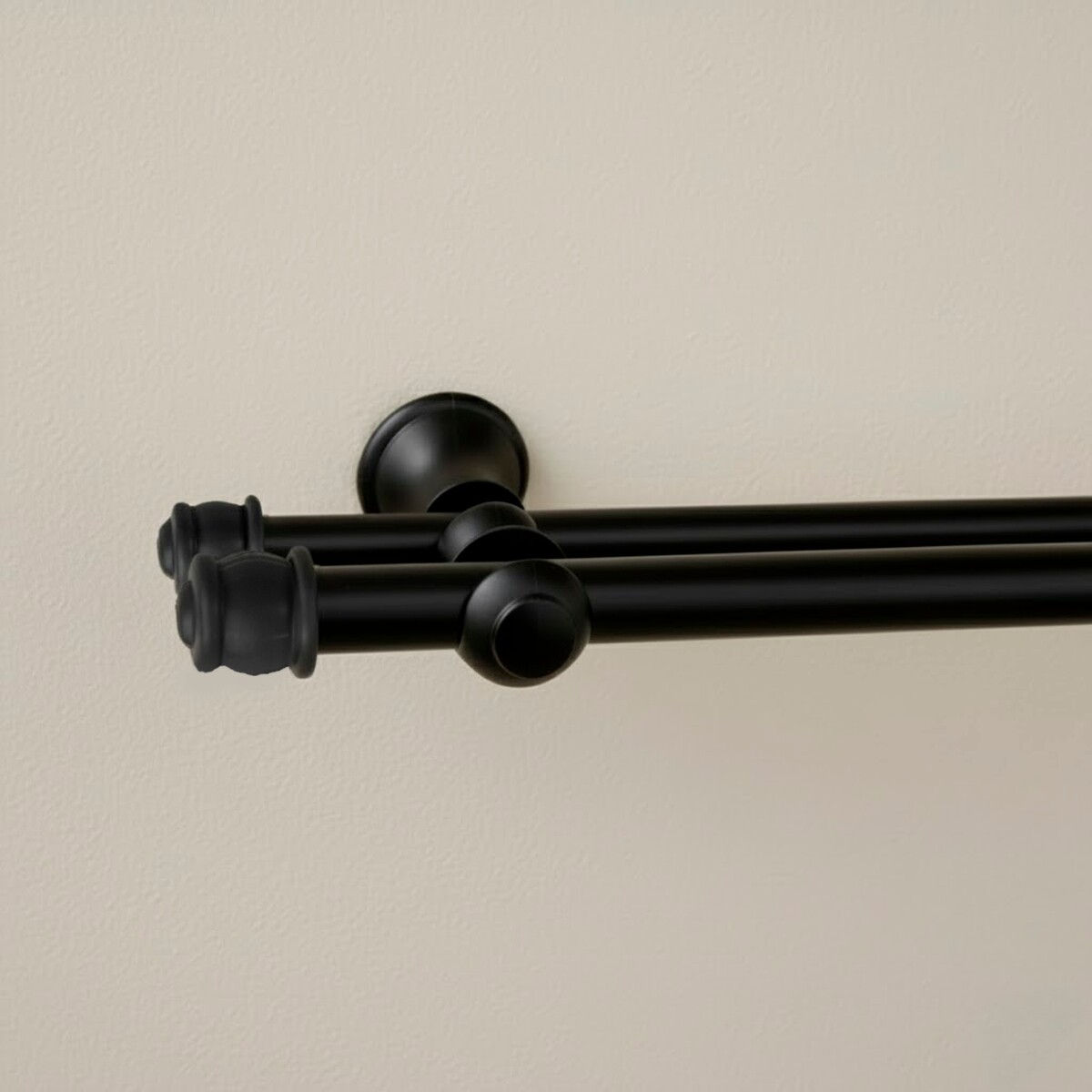 Barrote cortina metal EuroClassic DUO 1,5m + 2 soportes - NEGRO 