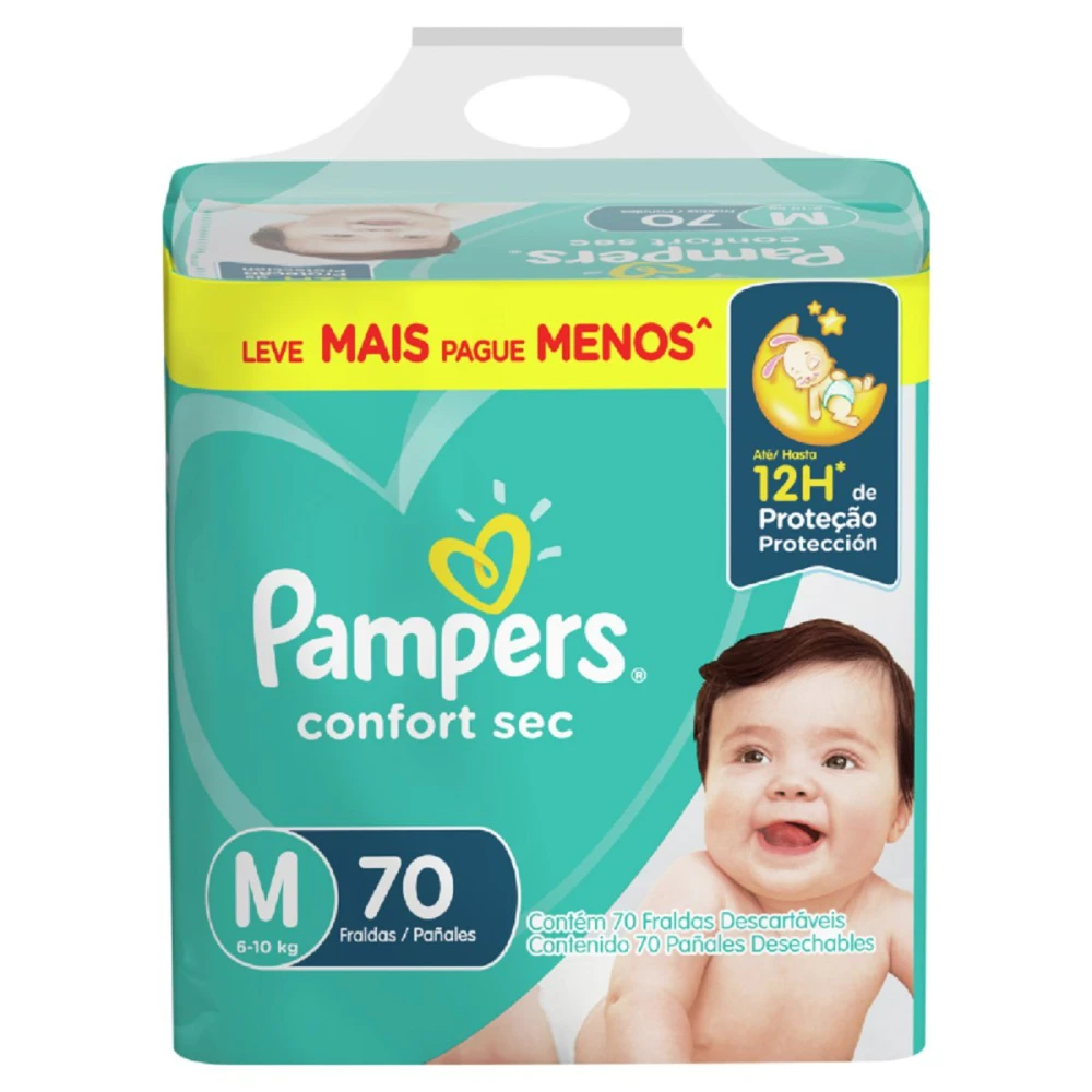 PAMPERS CONFORT SEC VERDE MED PAQ. X 70