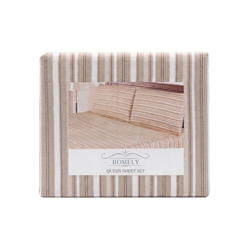 JGO SABANA RAYA BEIGE QUEEN 160X200+30CM 4PZ Unica