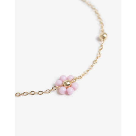 Pulsera Flexible Beads Flores Dorado
