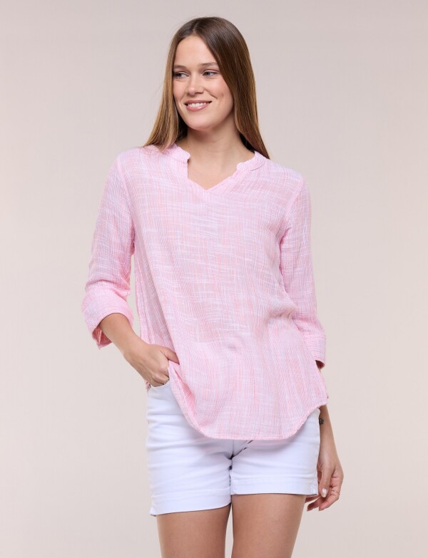 Blusa Con Textura Manga 3/4 ROSA