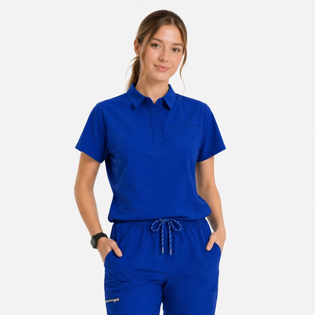 Casaca polo con botón Dama - Azul francia 