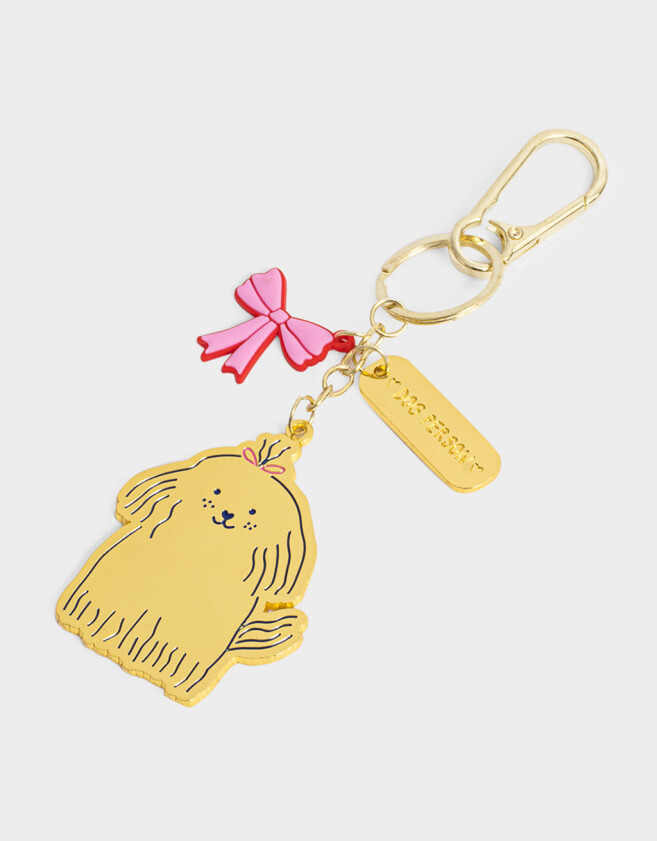 Llavero Metal Llavero Y Charm Metálico De Perrito - Dorado