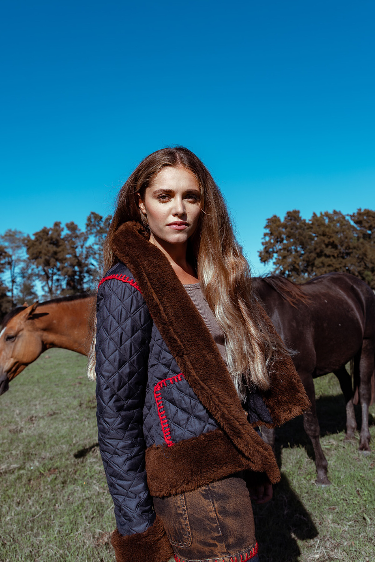 Macchiato Coat Short Azul / Chocolate