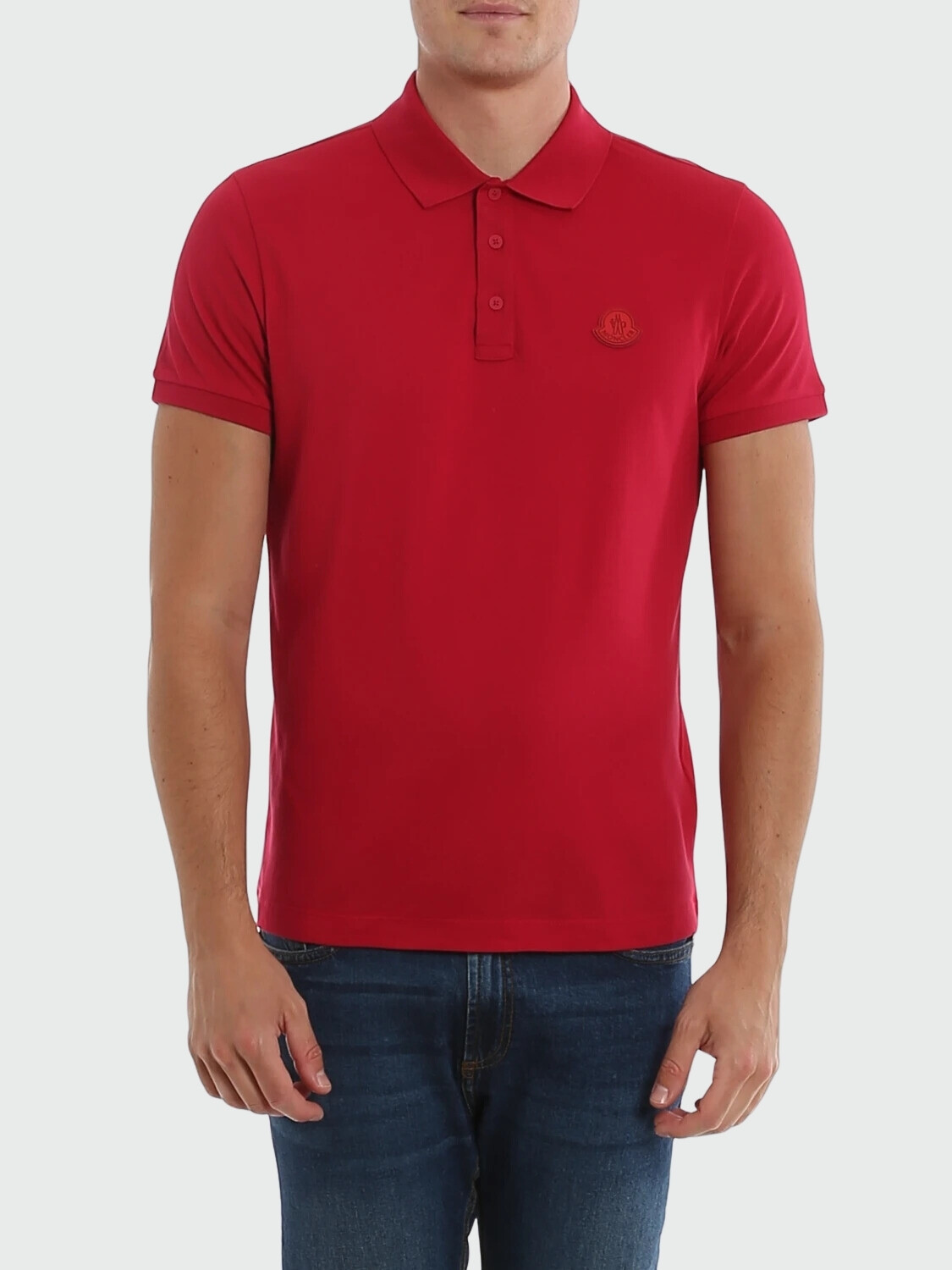 Moncler -Remera polo de algodón manga corta Rojo