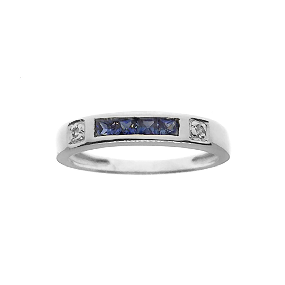 Anillo Tana de oro blanco 18k con brillantes y zafiros 