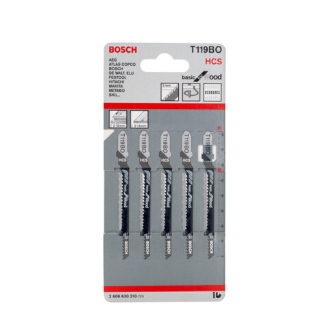 5 Hojas caladora para madera-pvc corte curvo BS3413