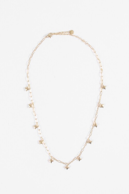 Collar acero dijes estrellas dorado