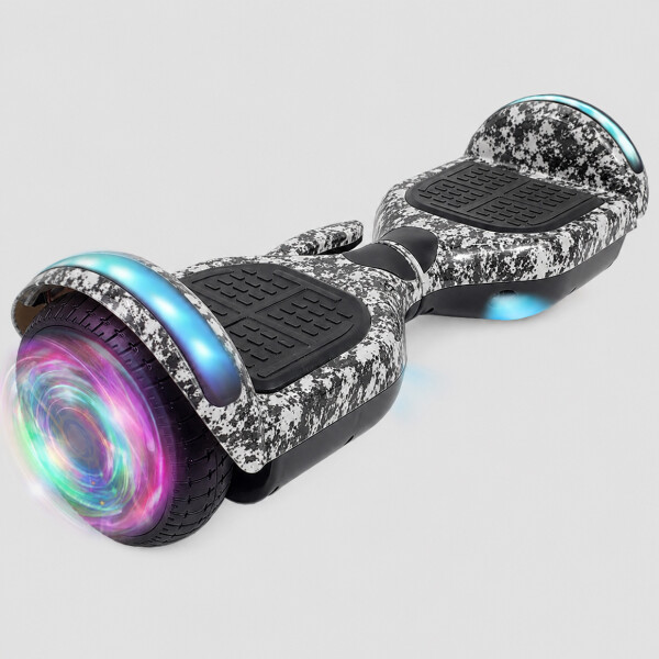 Combo De Skate Eléctrico 6.5" Con Luces Y Bluetooth + Asiento Para Hoverboard NEGRO