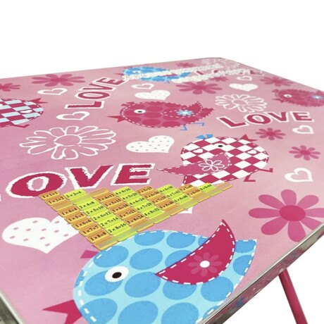 Escritorio y silla plegable infantil rosado