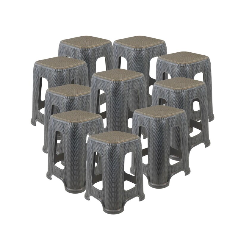 Set x10 Banquetas simil ratán GRIS OSCURO