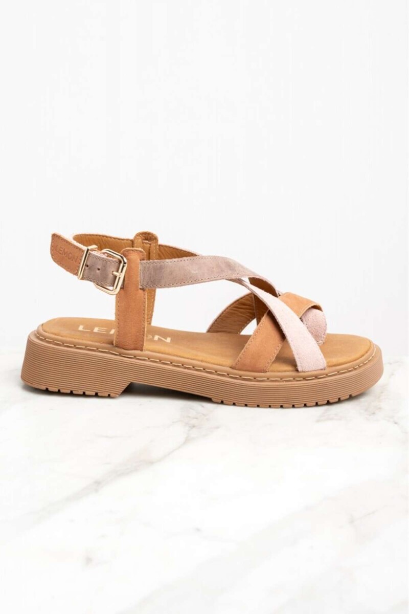 Sandalia Cuero Combinada - Mocha 