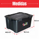 Set x2 Cajas organizadoras 80lts con 6 trabas NEGRO