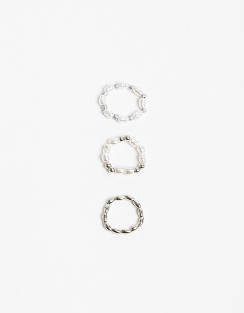 Sets Anillos Perlas Set Anillos Perlas - Plateado Rodio