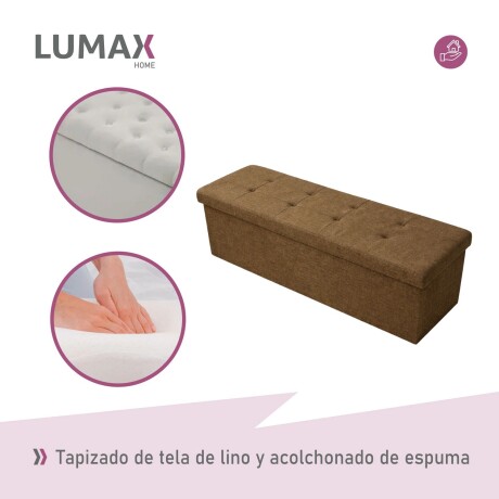 Puff Baúl Lumax Plegable 110x38 cm Organizador Living Dormitorio Marrón