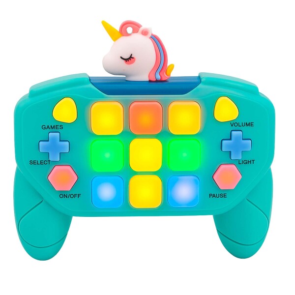 Joystick Consola Interactiva 15 Botones Con Luces Y Sonido Unicornio celeste