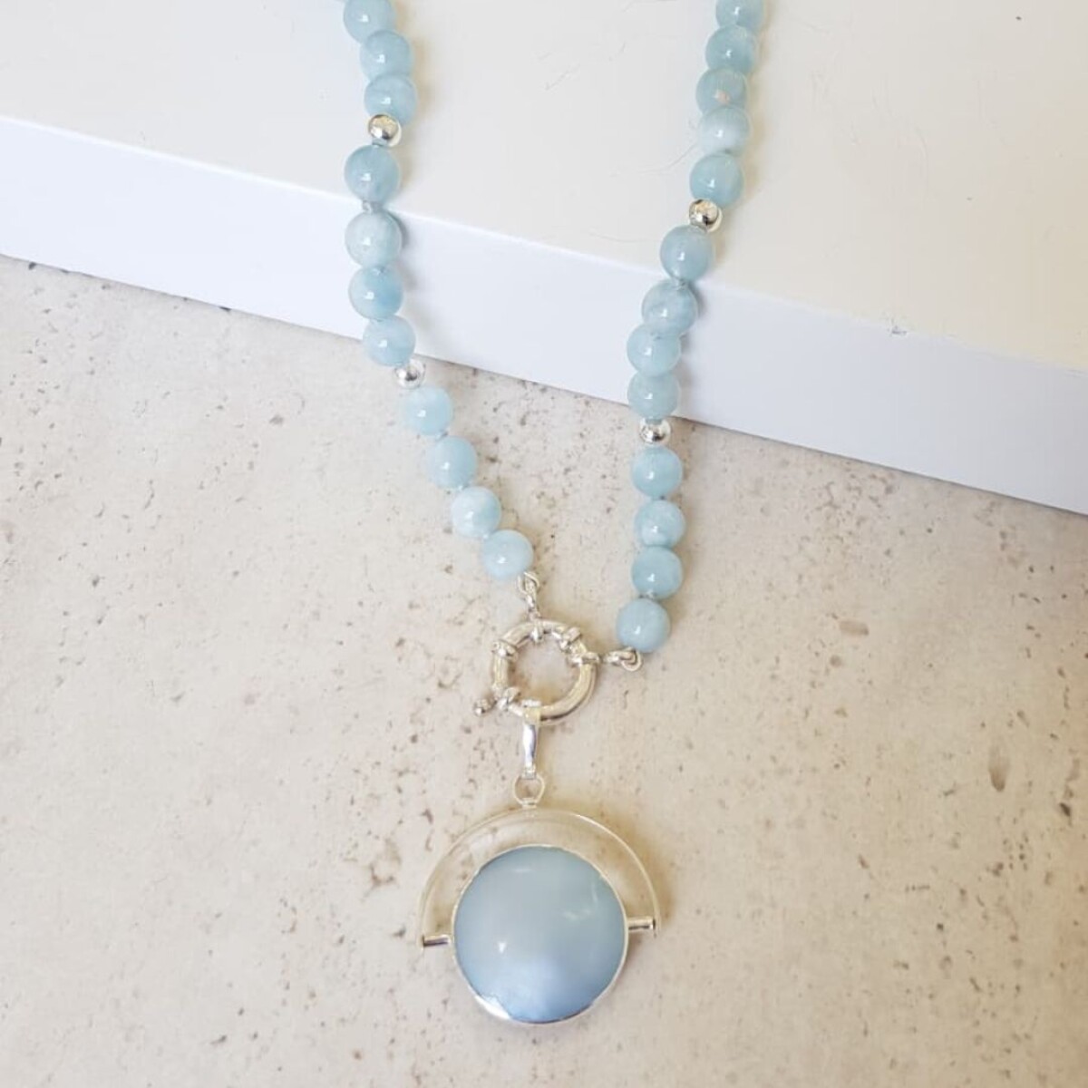 Collar Agata Celeste - Plata 925 