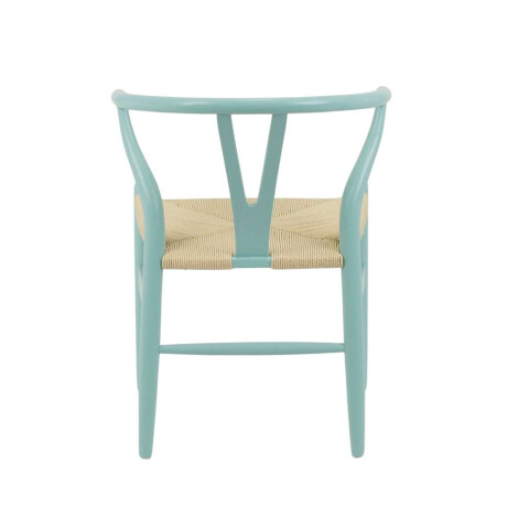 Silla Wishbone Madera de Haya y Rattan Natural Celeste