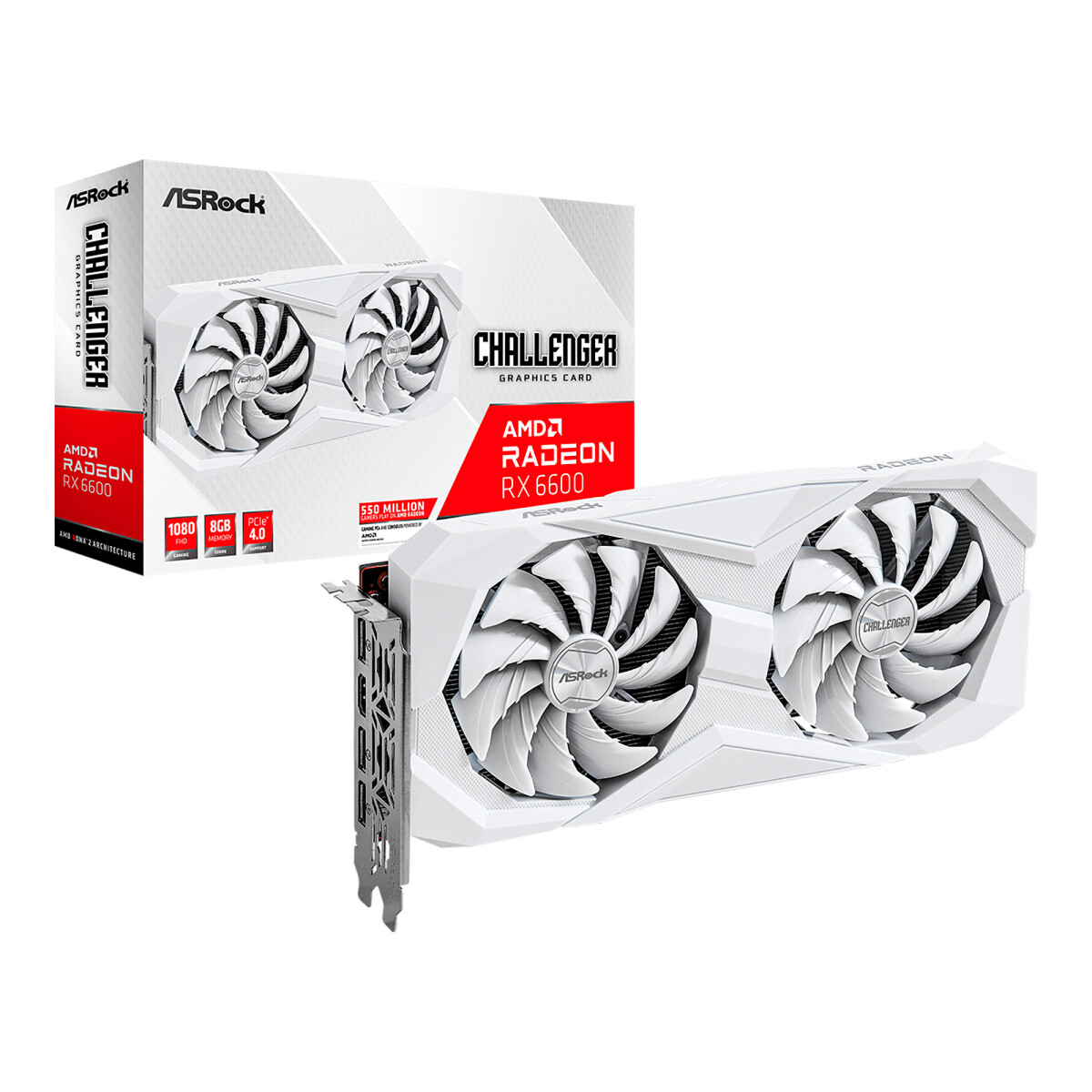 Asrock - Tarjeta de Video Amd Radeon Rx 6600 Challenger White 8GB - Amd Radeon Rx 6600. Pci Express 