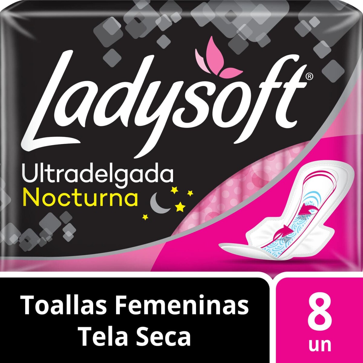 Toalla Femenina Ladysoft Nocturna - Ultradelgada C/Alas X8 