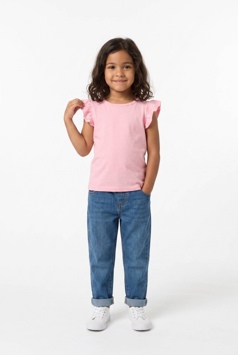Remera con volados en hombro - Rosa 