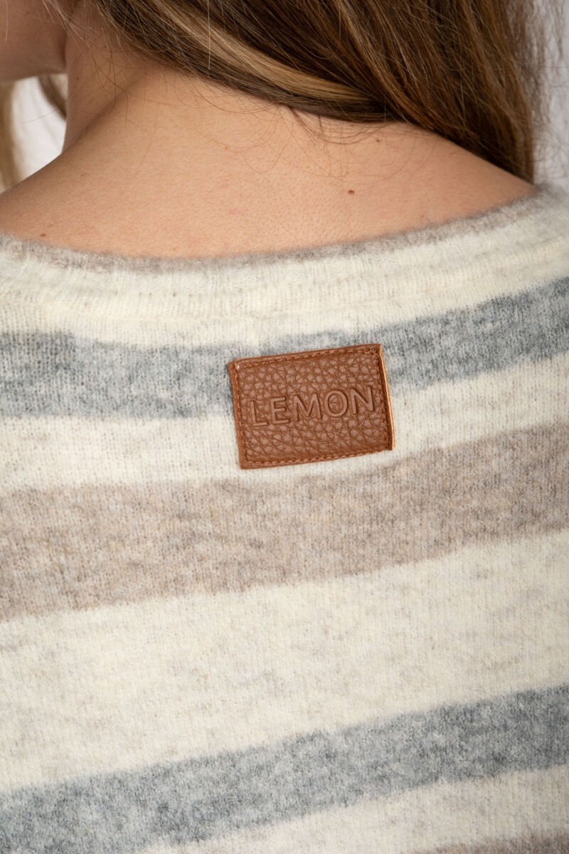 Sweater Rayado Gris Melange