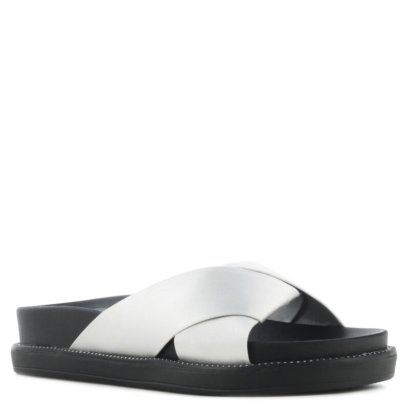 Sandalia de Mujer Miss Carol cruzada en saten COLUMBIA Plateado