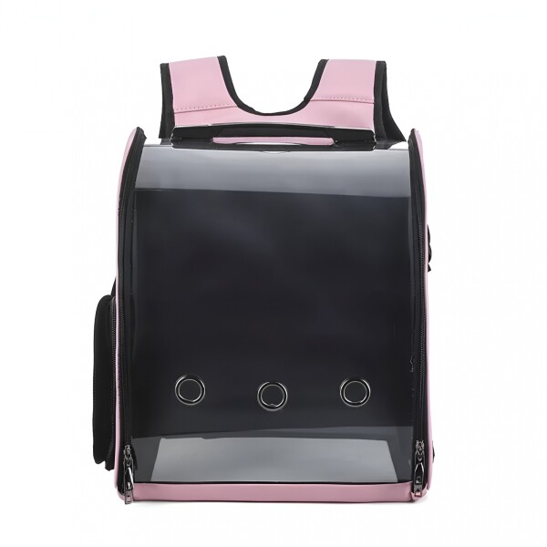 Mochila Transportadora Bolso Cuerina Premium Mascota Capsula Color Rosado