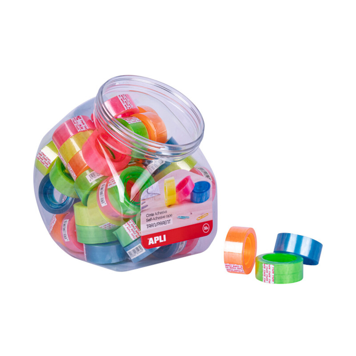Cinta adhesiva transparente Fluo - Apli 