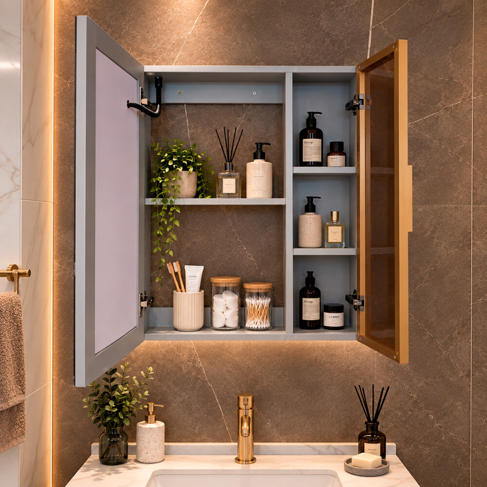 CONJUNTO DE BAÑO HABITARE MODELO LT1126-60G / MUEBLE + ESPEJO C/ LUZ LED - 60 cm Conjunto De Baño Habitare Modelo Lt1126-60g / Mueble + Espejo C/ Luz Led - 60 Cm