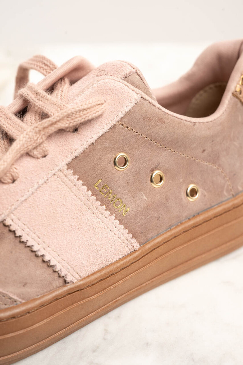 Zapatilla Gamuza Combinada Rosa