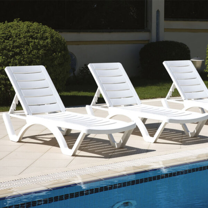 Set x2 reposera sole para jardin con posiciones BLANCO