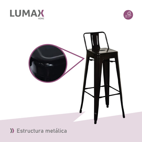 Taburete Tolix en metal con respaldo Negro