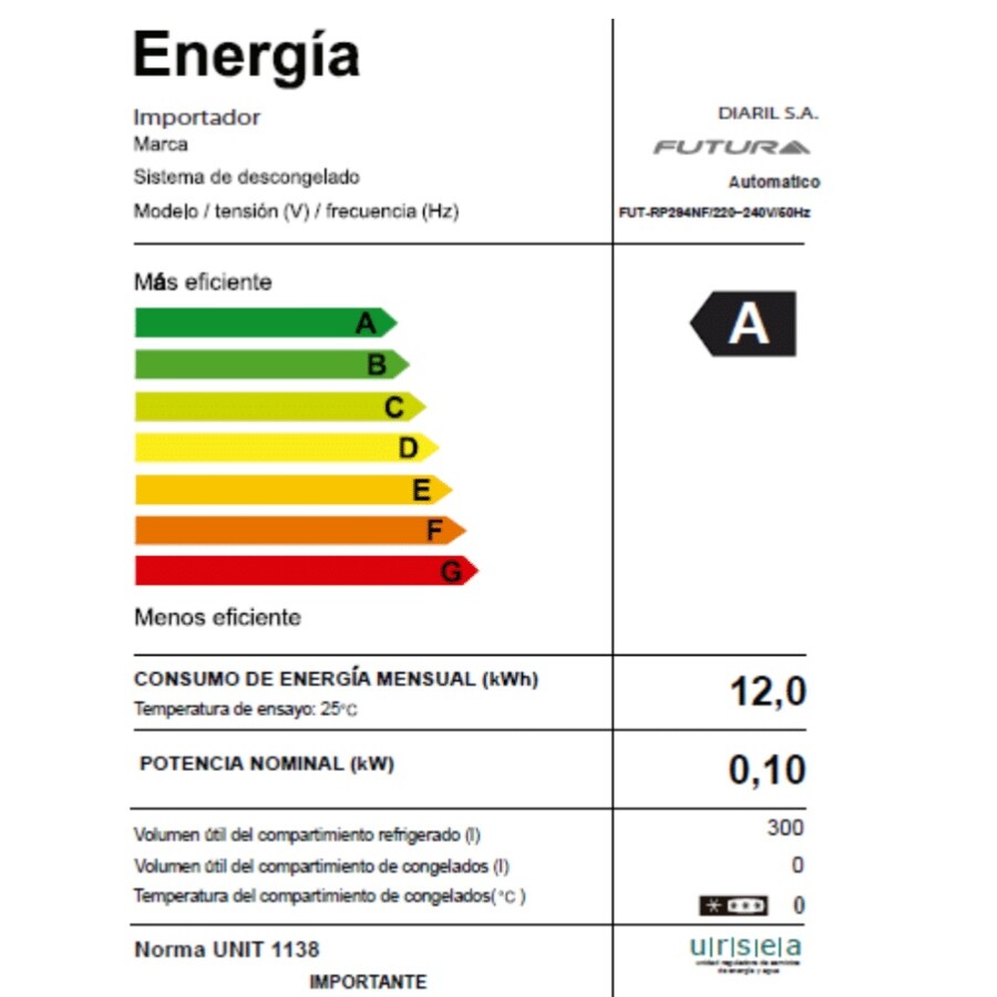 Heladera Panelable Futura FUT-RP294NF Heladera Panelable Futura FUT-RP294NF