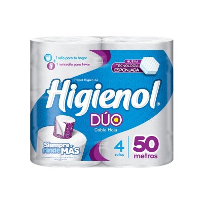 Papel Higiénico Higienol Duo 4 Uds. 50 Mts. Papel Higiénico Higienol Duo 4 Uds. 50 Mts.